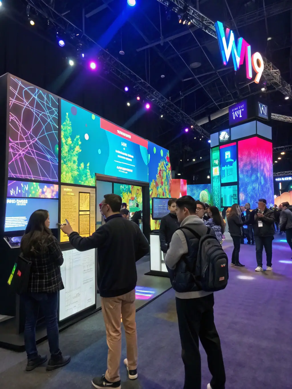 A dynamic image showcasing innovative AI projects at the W193 event, highlighting the cutting-edge technology and creative solutions presented by participants.